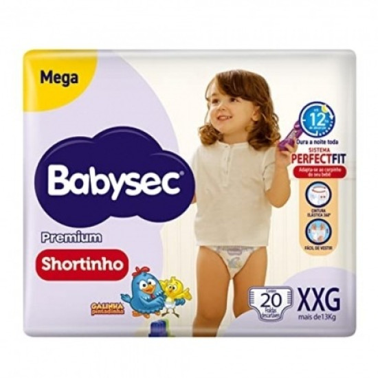 FRALDA BABYSEC PREMIUM SHORTINHO MEGA XXG COM 20 UNDS