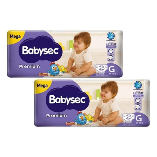 FRALDA BABYSEC PREMIUM MEGA G COM 26 UNDS