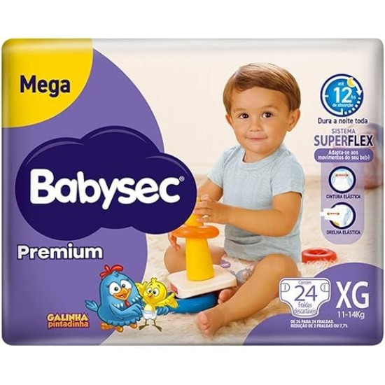 FRALDA BABYSEC PREMIUM MEGA XG 24 UNDS