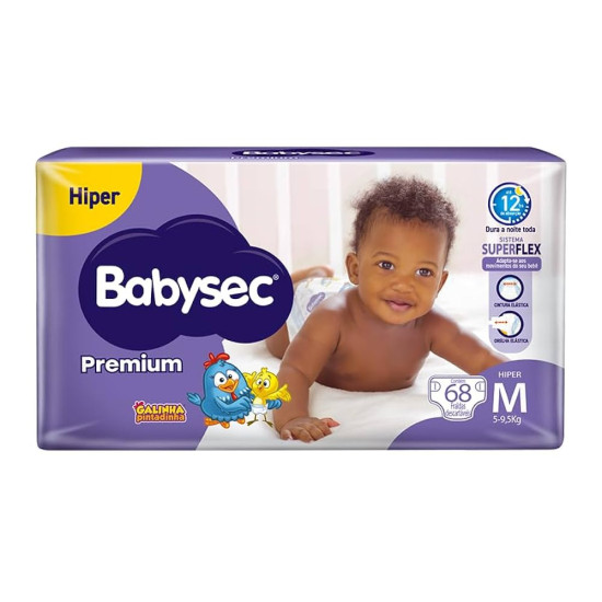 FRALDA BABYSEC GALINHA PINTADINHA PREMIUM M 68 UNDS