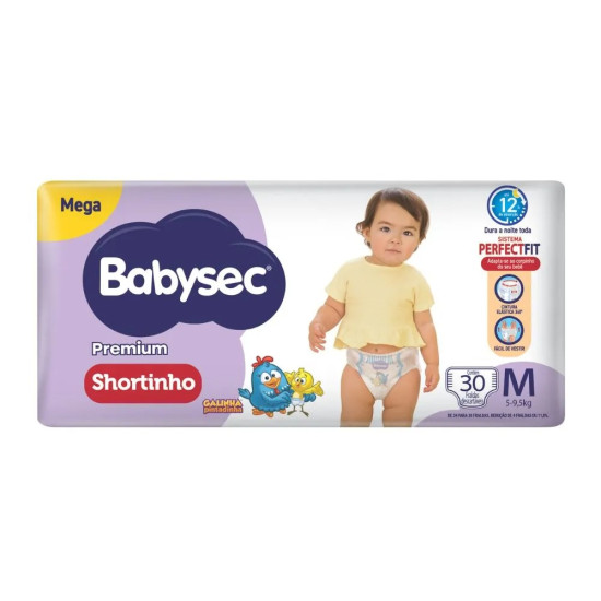 FRALDA BABYSEC PREMIUM SHORTINHO MEGA M 30 UNDS