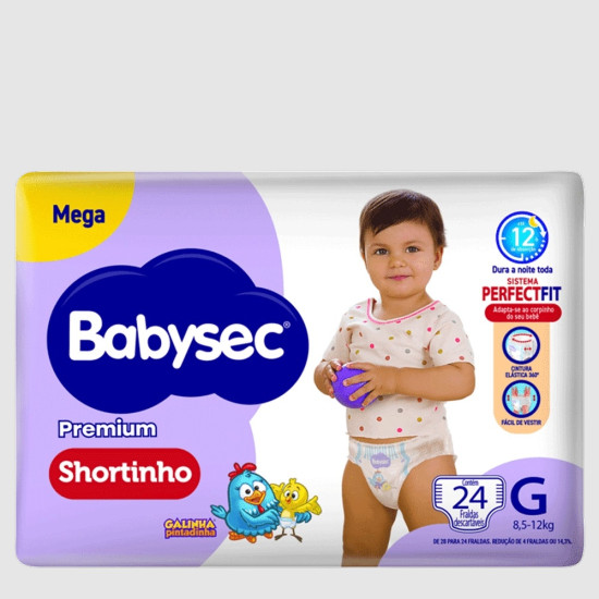 FRALDAS BABYSEC PRM SHORTINHO MEGA G 24 UND