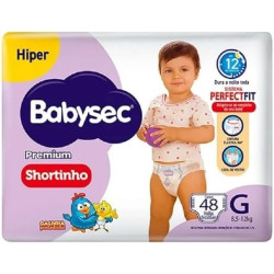 FRALDA BABYSEC PREMIUM SHORTINHO HIPER G COM 48 UNID