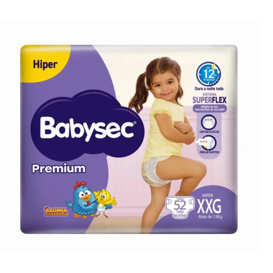 FRALDA BABYSEC GALINHA PINTADINHA PREMIUM XXG 52 UNDS