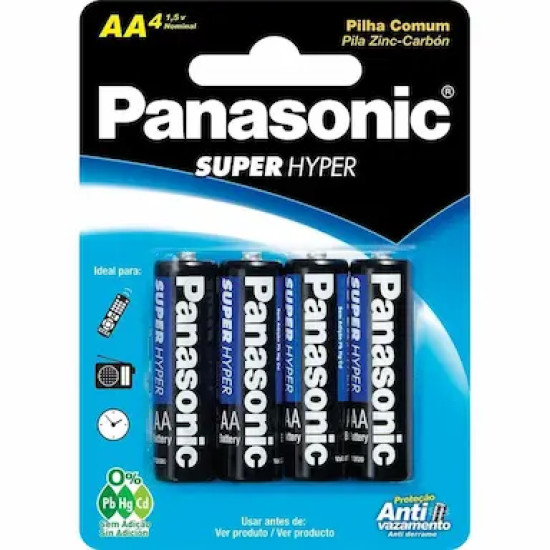 PILHA PANASONIC SUPER HYPER AA COM 4 UND