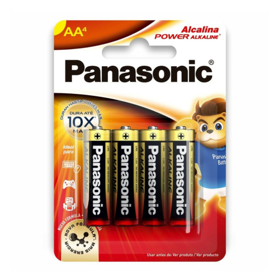PILHA PANASONIC POWER ALCALINA AA COM 4 UND