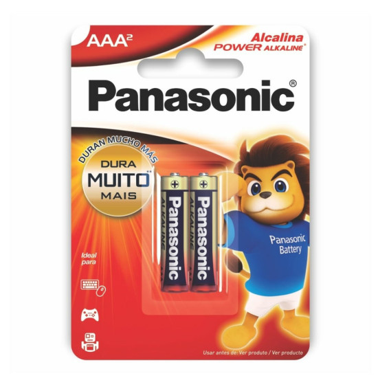 PILHA PANASONIC POWER ALCALINA AAA PALITO COM 2 UND