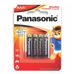 PILHA PANASONIC POWER ALCALINA AAA COM 4 UNID