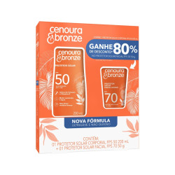 KIT PROTETOR SOLAR CENOURA E BRONZE FPS50 CORP 200ML+FACIAL 50G