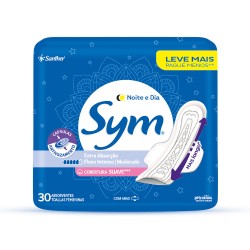 ABSORVENTE SYM NOITE E DIA TOTAL PROTECT SUAVE C/ABAS 30UND LV+ PG-