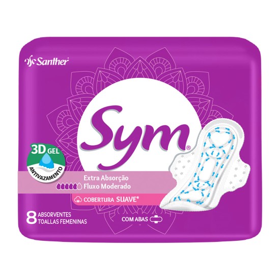 ABSORVENTE SYM PREMIUM SUAVE C/ABAS C/8 UND