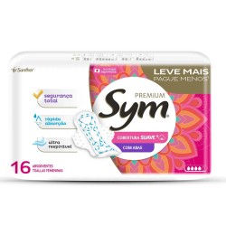 ABSORVENTE SYM PREMIUM SUAVE C/ABAS C/16 UND
