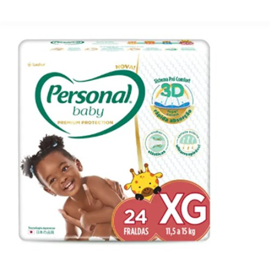 FRALDAS PERSONAL BABY PREMIUM PROTECTION TAM XG COM 24 UND