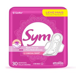 ABSORVENTE SYM COB SUAVE C/ABAS C/30 UND LV MAIS PG MENOS