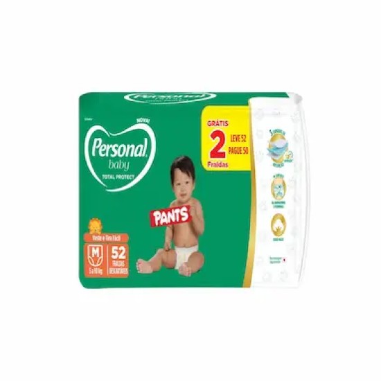 FRALDA PERSONAL BABY TOTAL PROTECT PANTS M C/52 UND LV52 PG50