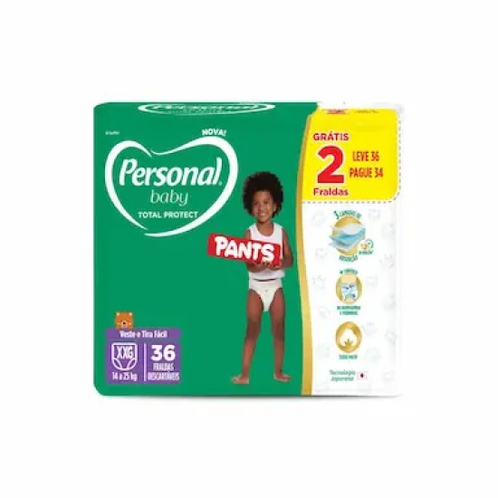 FRALDA PERSONAL BABY TOTAL PROTECT PANTS XXG C/36 UND LV36 PG34