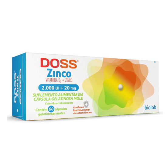 DOSS ZINCO 2000UI +20MG COM 60 CAPSULAS
