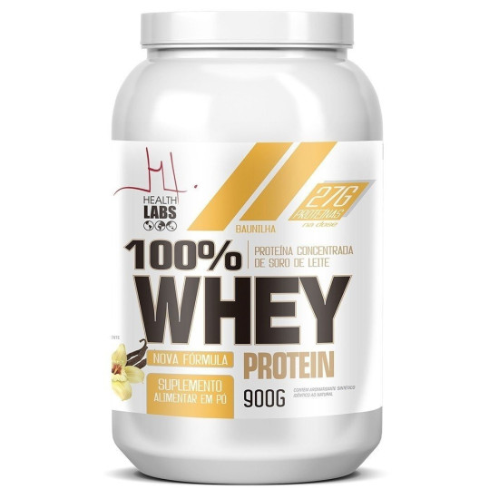 WHEY PROTEIN 100% HEALTH LABS BAUNILHA COM 900 GR