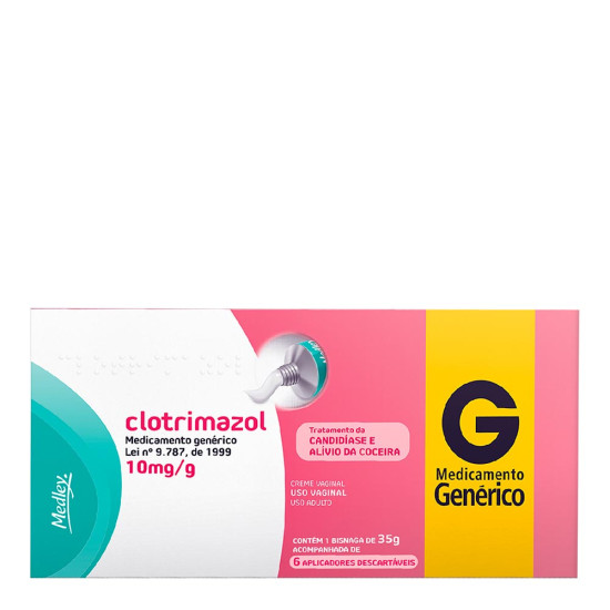 CLOTRIMAZOL CREME VAG 10MG (1%) COM 35 GR+6 APLIC MEDLEY
