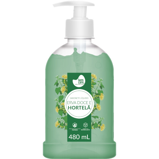 SABONETE LIQUIDO BEM CARE HORTELA E ERVA DOCE 480ML