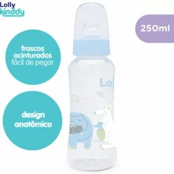 MAMADEIRA LOLLY ZOO AZUL BICO SIL REDONDO 240ML