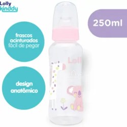 MAMADEIRA LOLLY ZOO ROSA BICO SIL REDONDO 240ML
