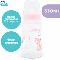 MAMADEIRA LOLLY BIG ZOO ROSA BICO SIL REDONDO 330ML