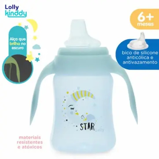 COPO LOLLY STAR ANTIVAZAMENTO BICO SIL 250ML AZUL