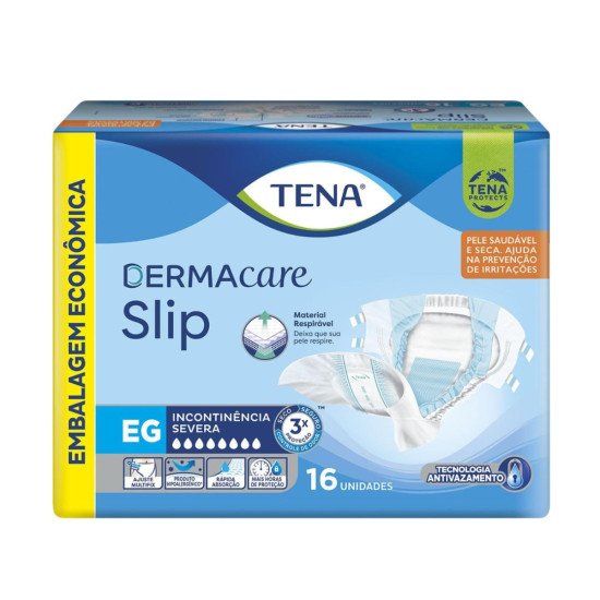 FRALDAS GERIATRICA TENA DERMACARE SLIP EG COM 16 UND