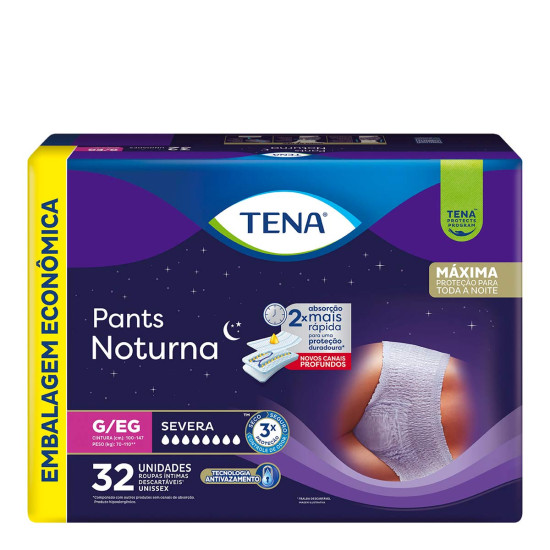 FRALDAS TENA ROUPA INTIMA PANTS NOTURNA G/EG LV32 PG30