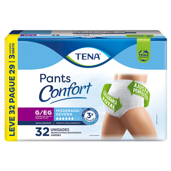 FRALDAS TENA ROUPA INTIMA CONFORT G/XG LV32 PG29