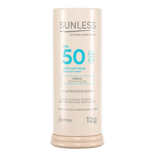 PROTETOR SOLAR FACIAL SUNLESSS STICK C/BASE MEDIA FPS 50 12G