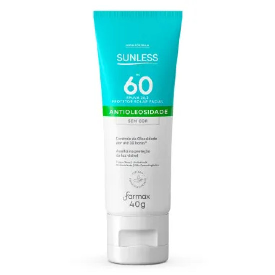 PROTETOR SOLAR FACIAL SUNLESSS FPS60 ANTIOLIOSIDADE 40G