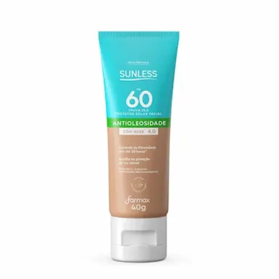PROTETOR SOLAR FACIAL SUNLESSS C/BASE FPS60 ANTIOLIOSIDADE 4.0 40G