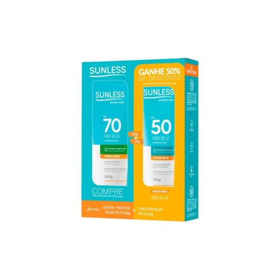 KIT PROTETOR SOLAR SUNLESS TOQUE SECO FPS50 200G+FPS50 120G