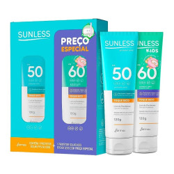 KIT PROTETOR SOLAR SUNLESS TOQUE SECO FPS60 120G+FPS50 120G KIDS