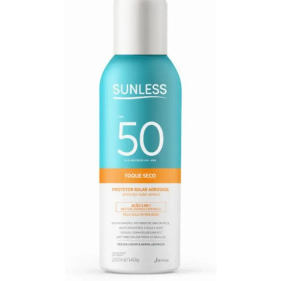 PROTETOR SOLAR AERO SUNLESS FPS50 TOQUE SECO 200ML