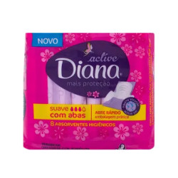 ABSORVENTE DIANA ACTIVE COM ABAS SUAVE 8UND