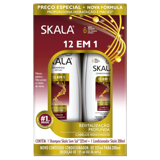 KIT SKALA SHAMPOO 325ML + CONDICIONADOR 200 ML 12 EM 1