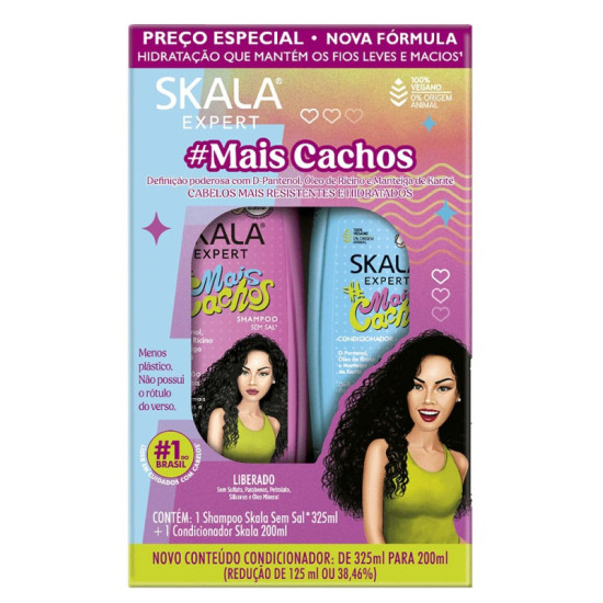KIT SKALA SHAMPOO 325ML + CONDICIONADOR 200 ML MAIS CACHOS