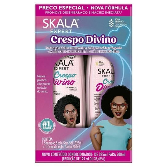 KIT SKALA SHAMPOO 325ML + CONDICIONADOR 200ML CRESPO DIVINO