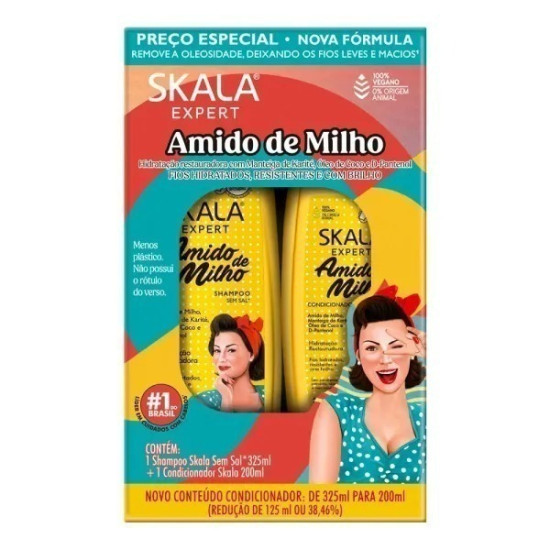 KIT SKALA SHAMPOO 325ML + CONDICIONADOR 200ML AMIDINHO DE MILHO