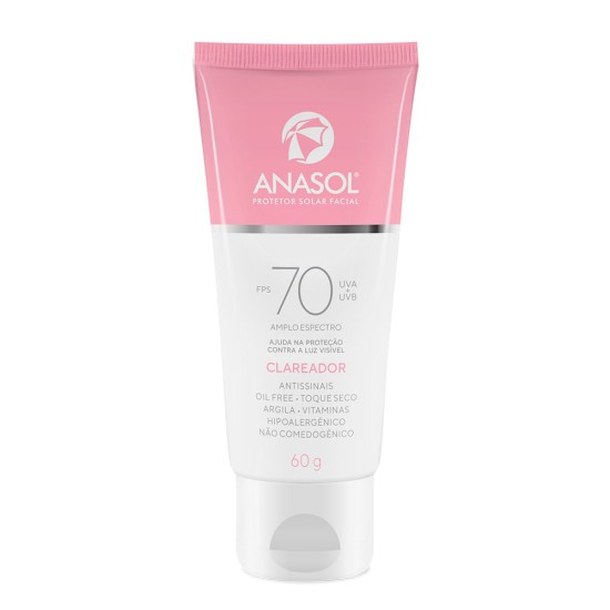 PROTETOR SOLAR ANASOL FACIAL CLAREADOR FPS 70 60G