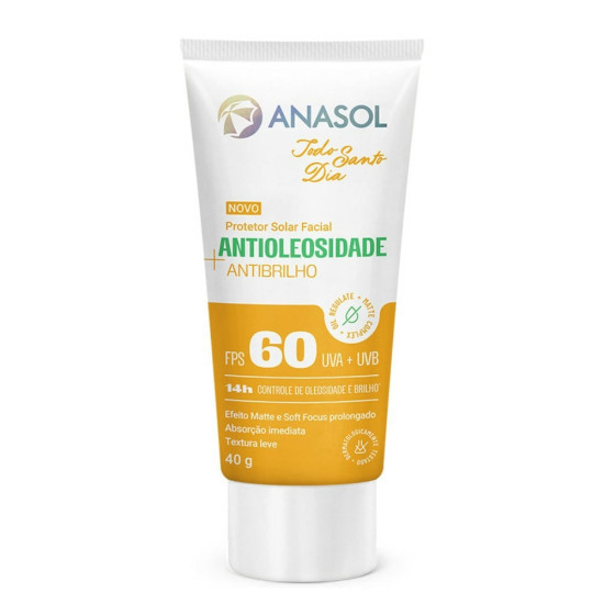 PROTETOR SOLAR ANASOL FACIAL ANTIOLEOSIDADE+ANTIBRILHO FPS60 40G
