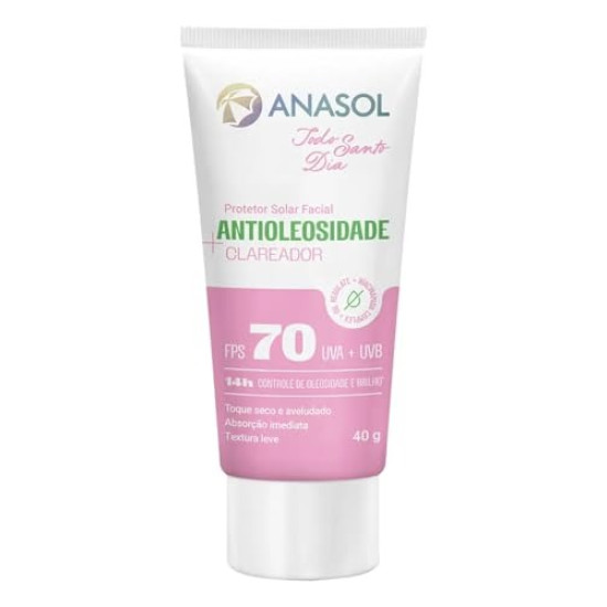 PROTETOR SOLAR ANASOL FACIAL ANTIOLEOSIDADE+CLAREADOR FPS 70 40G