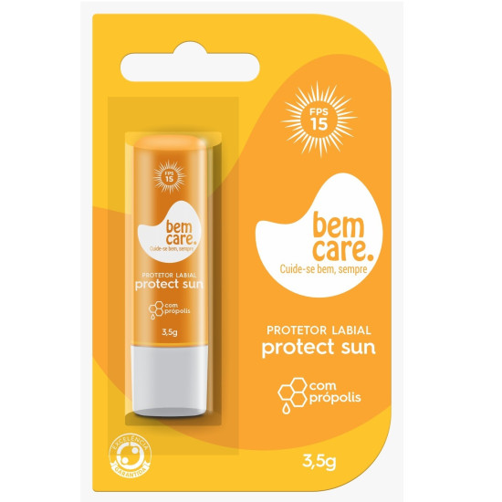 PROTETOR LABIAL BEM CARE FPS15 PROTECT SUN COM 3,5G