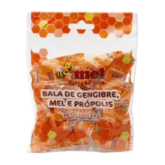 BALA SANTA BARBARA GENGIBRE PROPOLIS E MEL C/10 UND