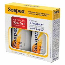 KIT SOAPEX SABONETE LIQUIDO COM 120 ML 50% DESC NA 2 UND