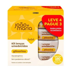KIT LENCO UMEDECIDO JOAO E MARIA COM FRAGANCIA LEVE 4 PAGUE 3 COM 45 UNIDADES