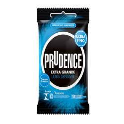 PRESERVATIVO PRUDENCE EXTRA GRANDE ULTRA SENSIVEL COM 3UN